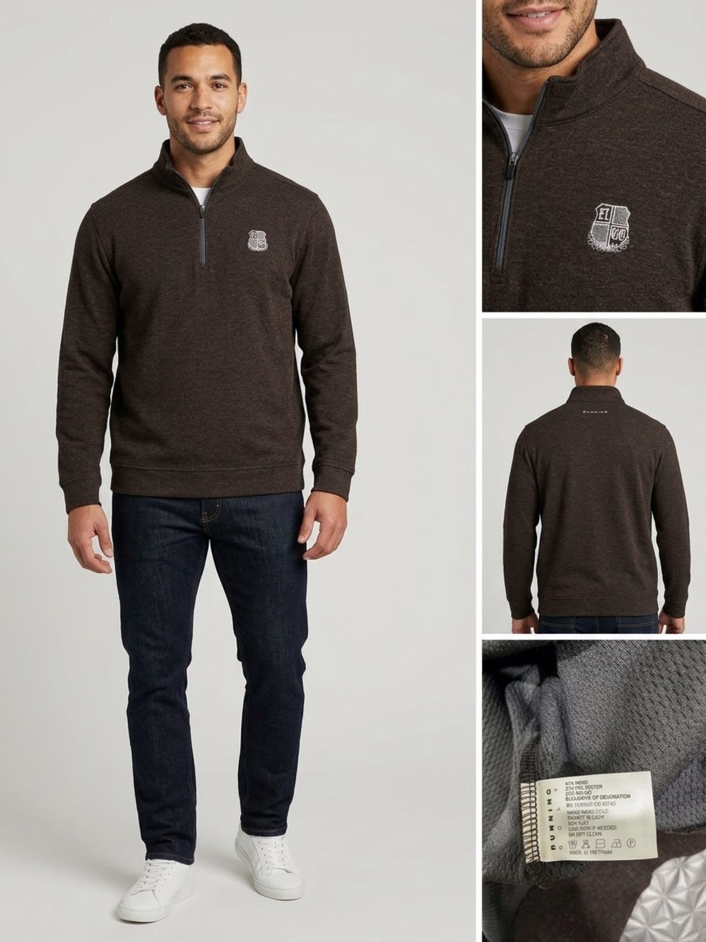 Dunning Golf Men's XL Wool Blend 1/4 Zip Pullover Sweater Brown Heather